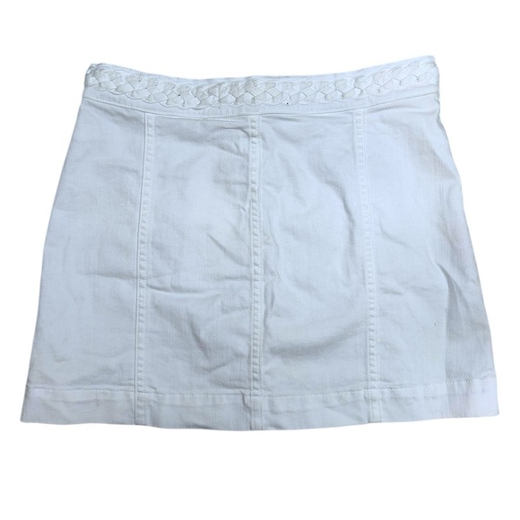 Veronica Beard Jeans Skirt Women's Size 8 Button Front Braided White Denim Mini - Picture 8 of 13
